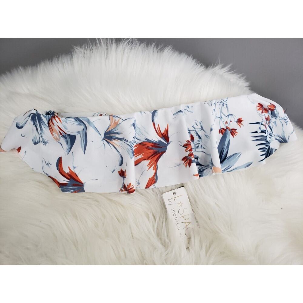 NEW - L*SPACE SWIMWEAR BIRD OF PARADISE LYNN RUFFLE BANDEAU TUBE BIKINI TOP